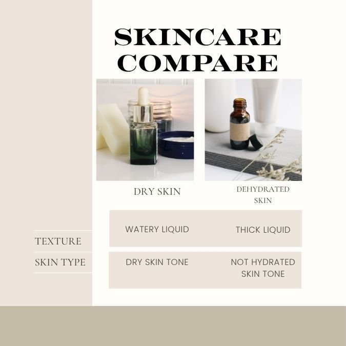 Graphic comparing dry skin and dehydrated skin